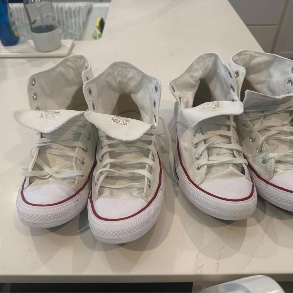 Converse White Sneakers with Red Highlights